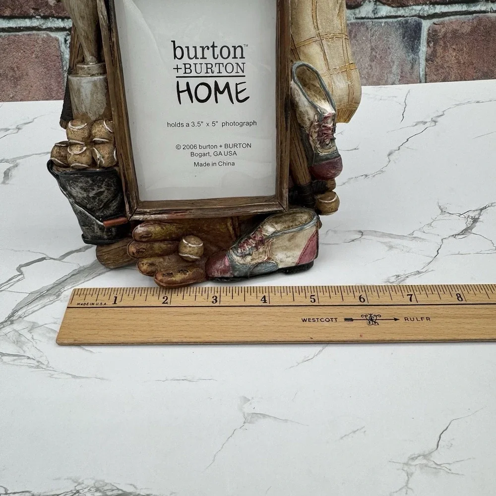 Set of 2 Baseball Photo Picture Frames Resin 3D Burton Home Youth Sports Vintage